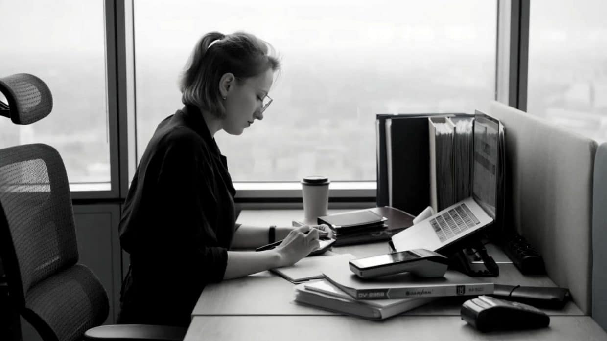 mujer con el ordenador